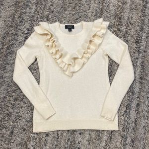 Charter club cashmere luxury, 100% cashmere, crewneck, ruffle sweater sz PP